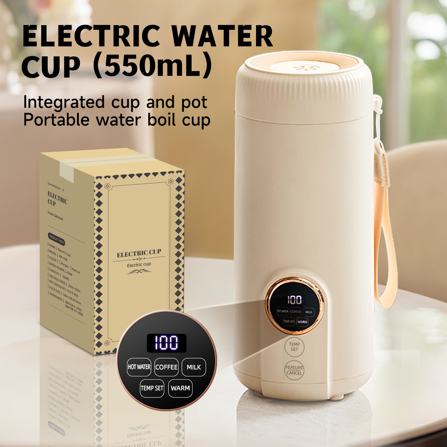 Portable Travel Kettle - Nuevo Hervidor Eléctrico Inteligente con Pantalla