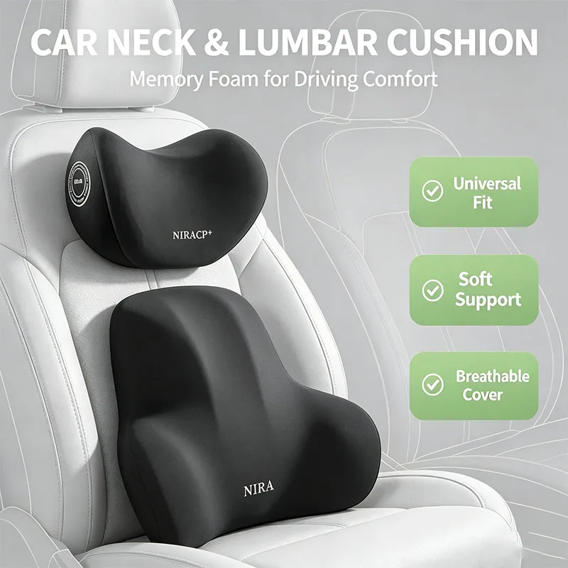 Neck Pillow Memory Foam - Cojín de espuma viscoelástica para coche,