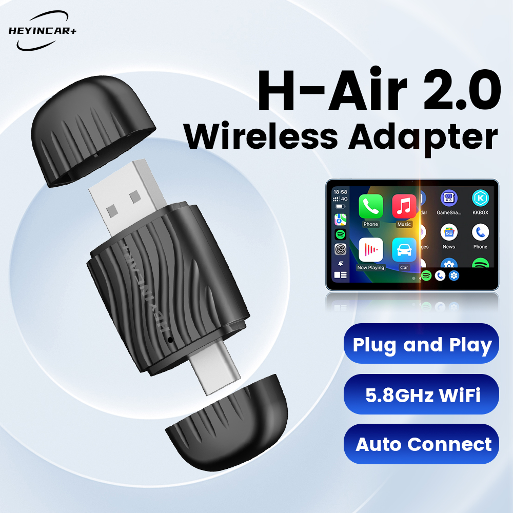 Travel Plug Type C - HEYINCAR Adaptador Inalámbrico 2 en 1
