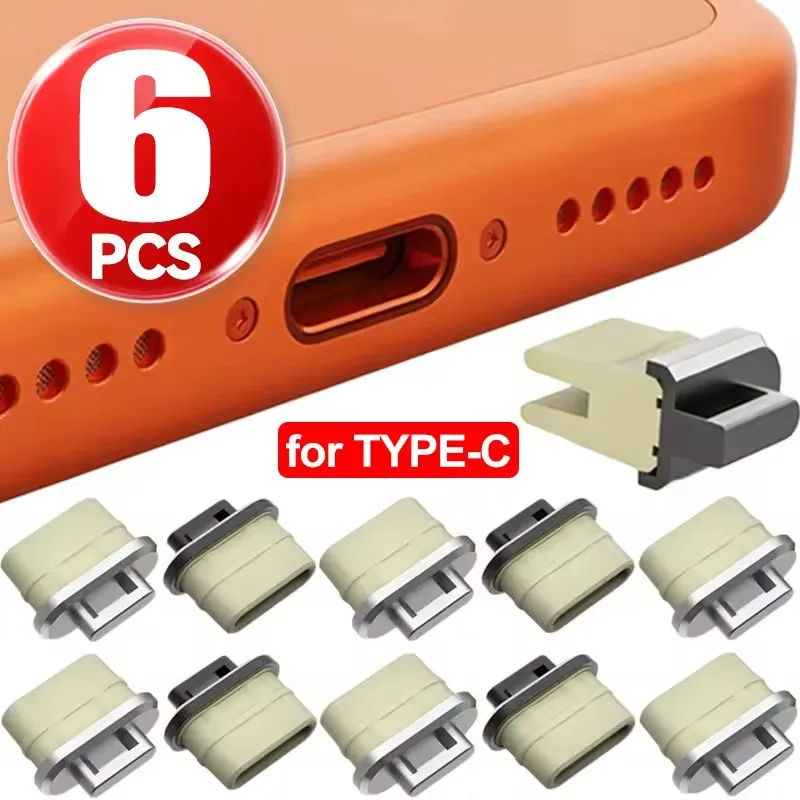 Travel Plug Type C - 6-1PCS Tapón Antipolvo Transparente para Puerto
