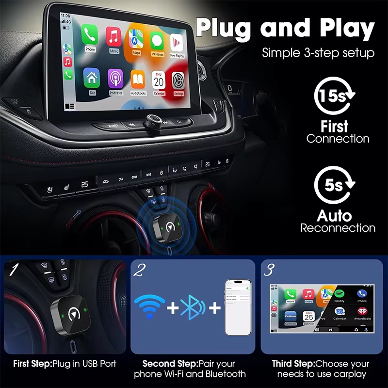 Adaptador Inalámbrico CarPlay  - Travel Plug Type C reseña y precio