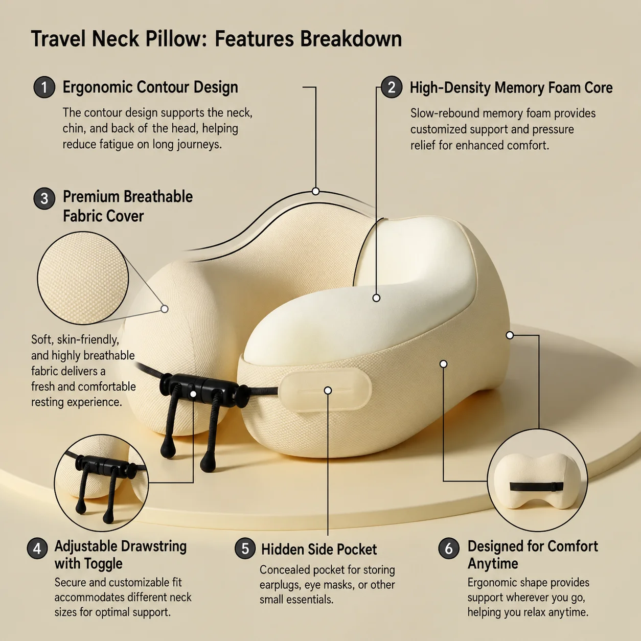 Almohada de Viaje en Forma de  - Neck Pillow Memory Foam reseña y precio