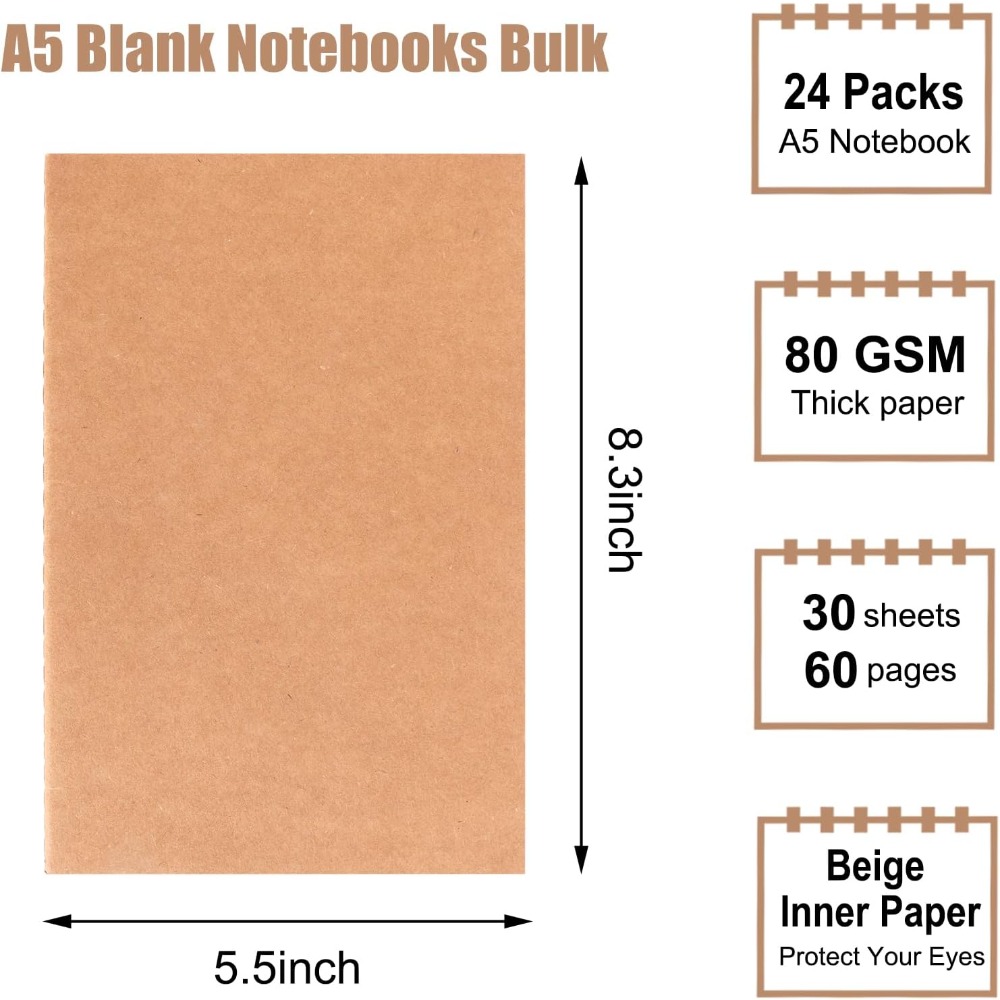 Paquete de 24 Cuadernos Kraft  - Travel Notebook Journal reseña y precio