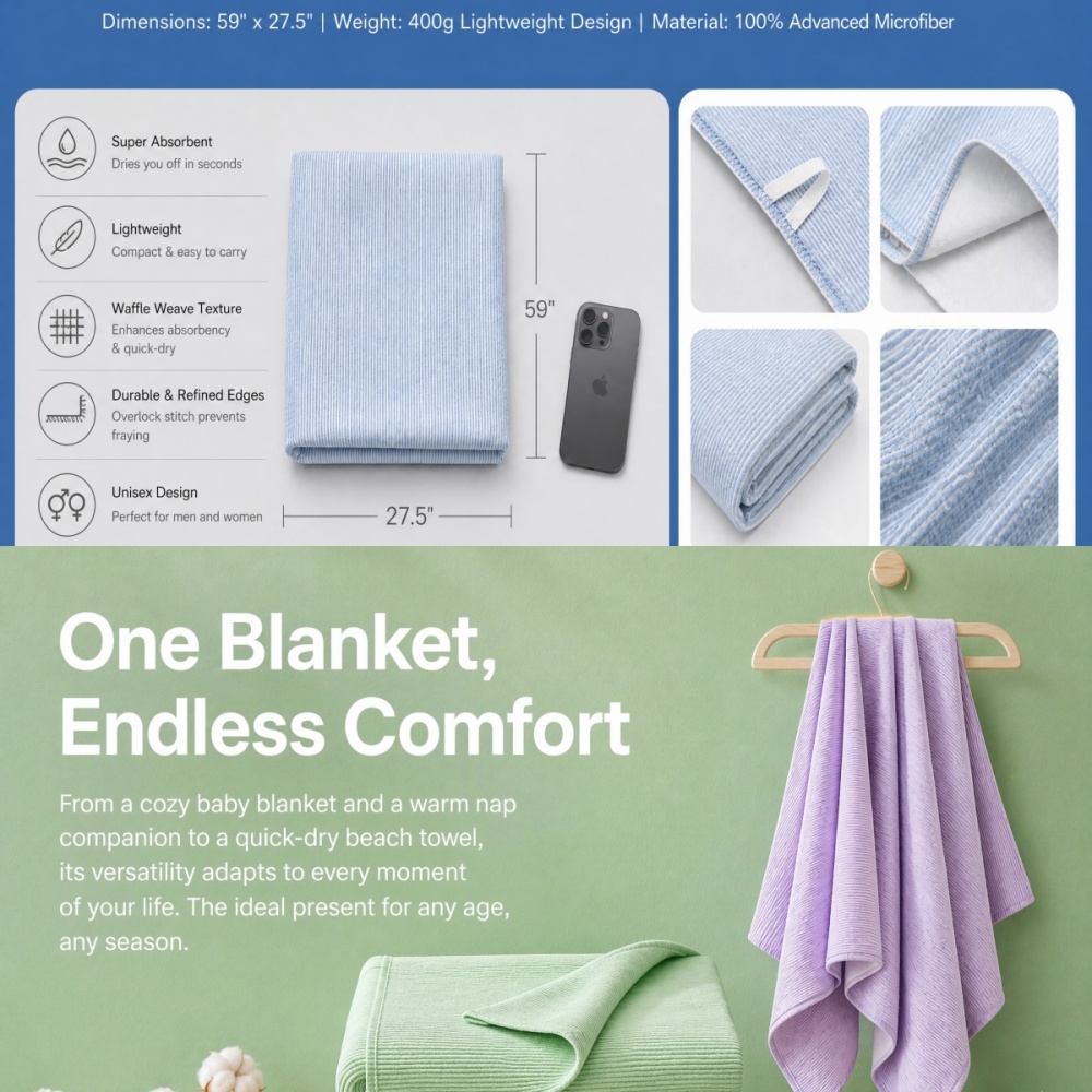 Toalla de Baño a Rayas 100% Al - Travel Towel Quick Dry reseña y precio